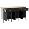 vidaXL Work Cabinet with Drawer 3 pcs Black and Grey 150 x 55 x 85 cm