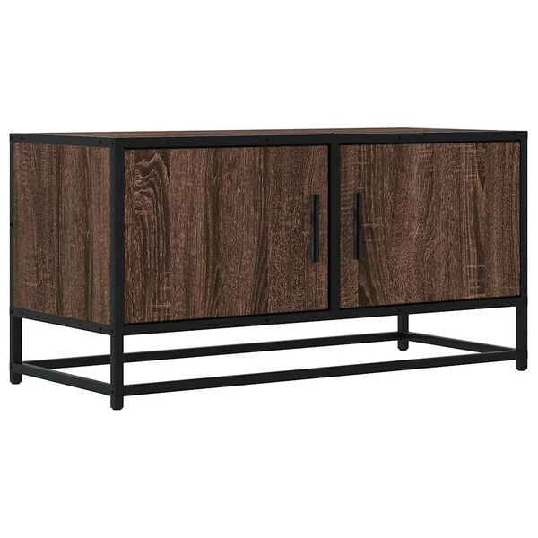 vidaXL TV Cabinet Brown Oak 80x34.5x40 cm Engineered Wood and Metal
