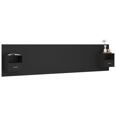 vidaXL Bed Headboard with Cabinets Black Engineered Wood