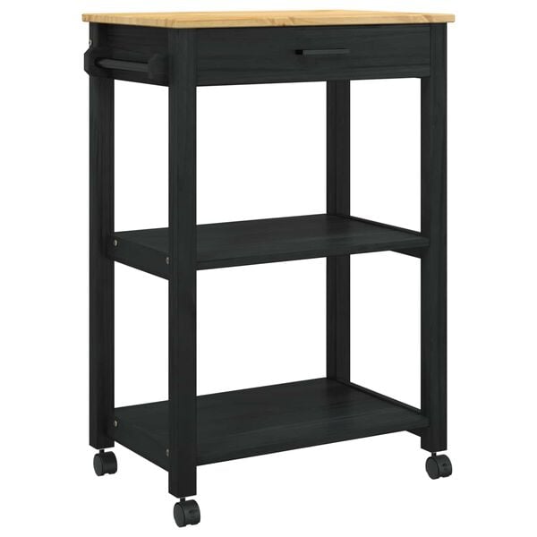 vidaXL Kitchen Trolley Plain Black 88.5 x 40 x 60 cm