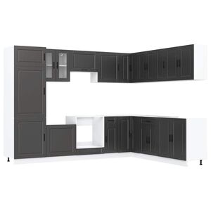 vidaXL 14 Piece Kitchen Cabinet Set "Porto" Black Engineered Wood