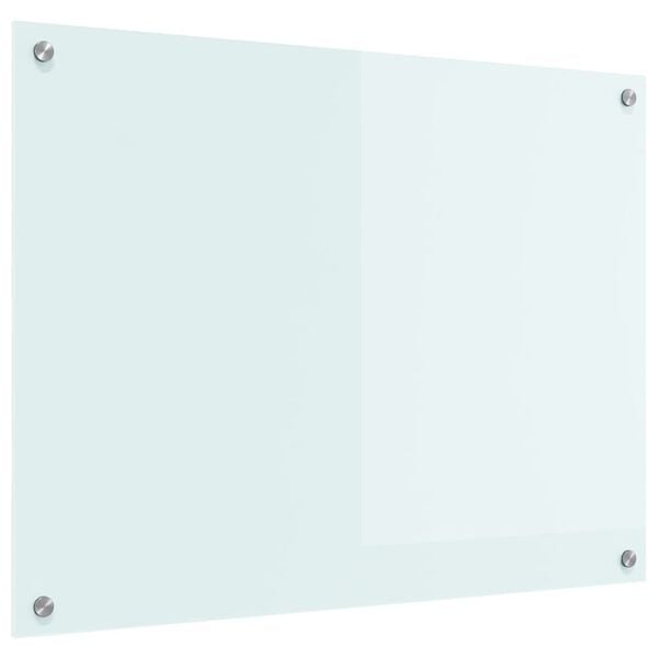 vidaXL Kitchen Backsplash White 80 x 60 cm Tempered Glass