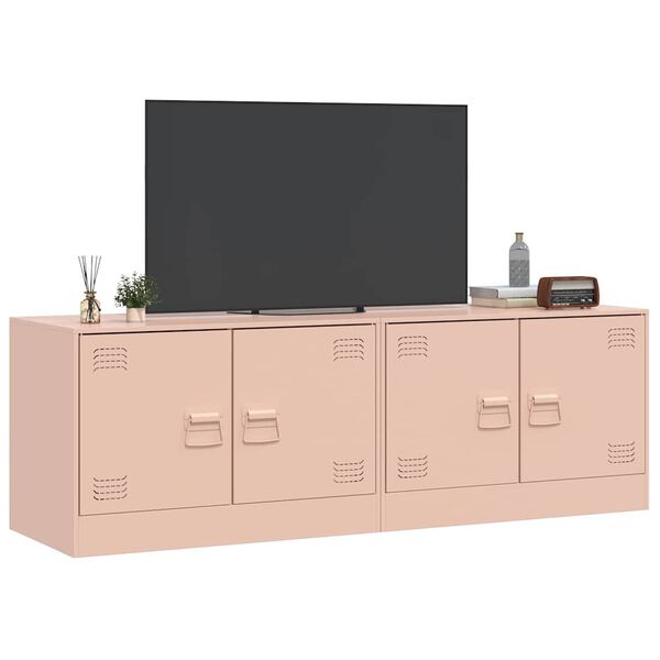 vidaXL TV Cabinets 2 pcs Pink 67x39x44 cm Steel