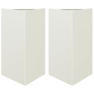 vidaXL Garden Planters 2 pcs White Triangular 50x43x75 cm Steel