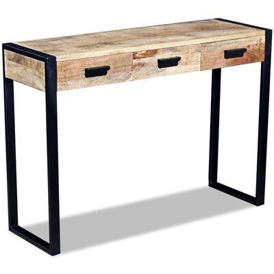 vidaXL Console Table with 3 Drawers Solid Mango Wood 110x35x78 cm
