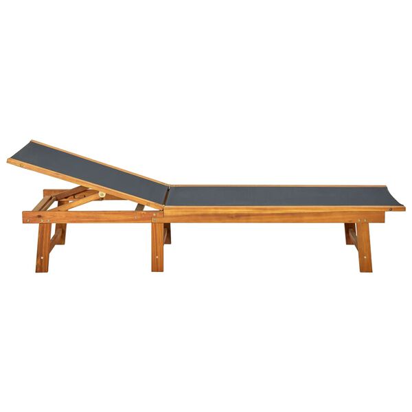 vidaXL Sun Lounger with Table Solid Acacia Wood and Textilene