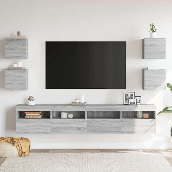vidaXL Wall Mounted TV Cabinet 4 pcs Grey Sonoma 30.5x30x30 cm