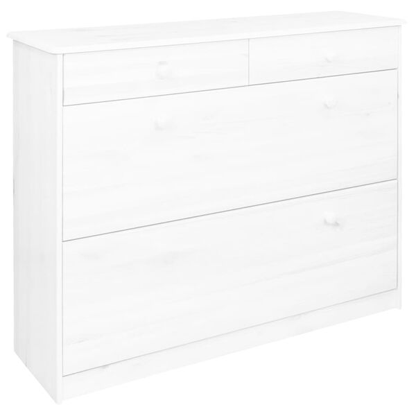 vidaXL Shoe Cabinet with 2 Flaps White 113x35x89 cm Solid Pine Wood