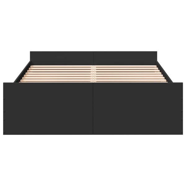 vidaXL Bed Frame with Drawers without Mattress Black 140x190 cm