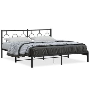 vidaXL Metal Bed Frame without Mattress with Headboard Black 180x200cm