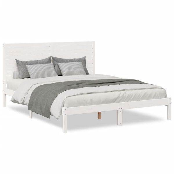 vidaXL Extra Long Bed Frame without Mattress White 160x220 cm Solid Wood