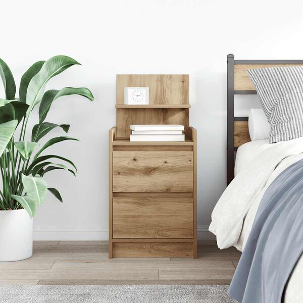vidaXL Bedside Cabinet with 2 Drawers Artisan Oak 38x34x80 cm