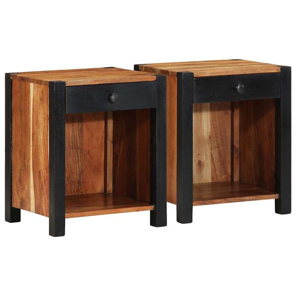 vidaXL Bedside Cabinet 2 pcs Brown 40 x 35 x 50 cm Solid Acacia Wood