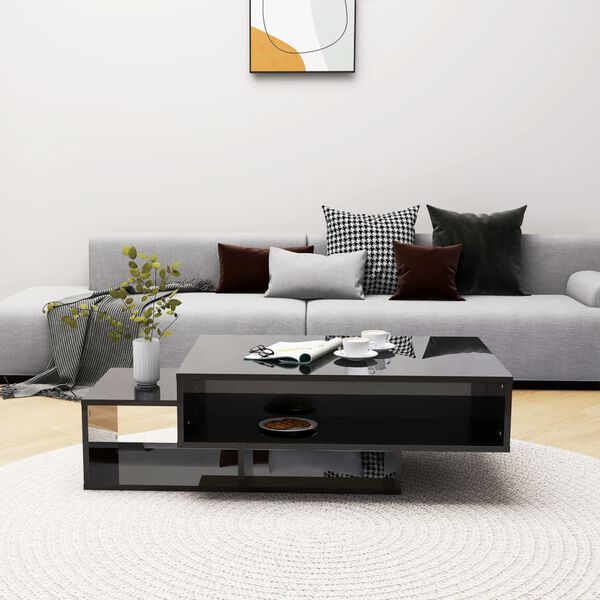 vidaXL Coffee Table High Gloss Black 105x55x32 cm Engineered Wood
