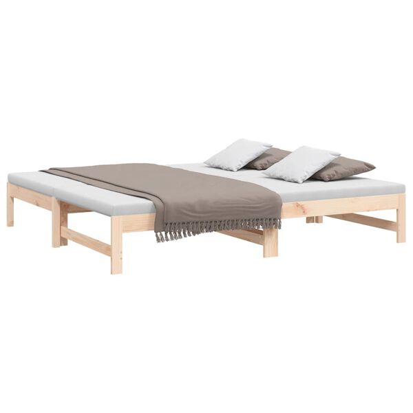 vidaXL Pull-out Day Bed without Mattress 2x(75x190) cm Solid Wood Pine