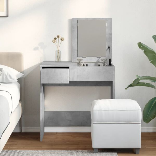 vidaXL Dressing Table with Mirror Concrete Grey 73x46.5x120 cm
