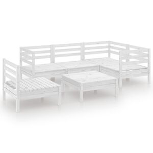 vidaXL 6 Piece Garden Lounge Set Solid Pinewood White