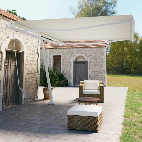 vidaXL Freestanding Manual Retractable Awning 450x350 cm Cream