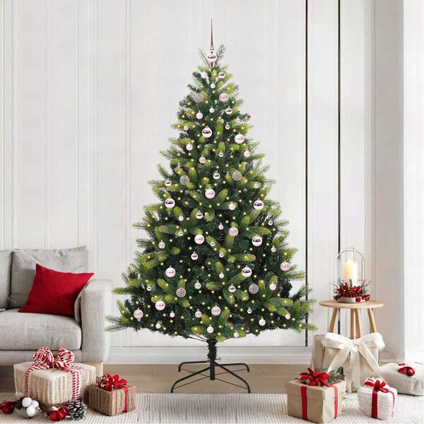 vidaXL Artificial Hinged Christmas Tree 300 LEDs Green 210 cm
