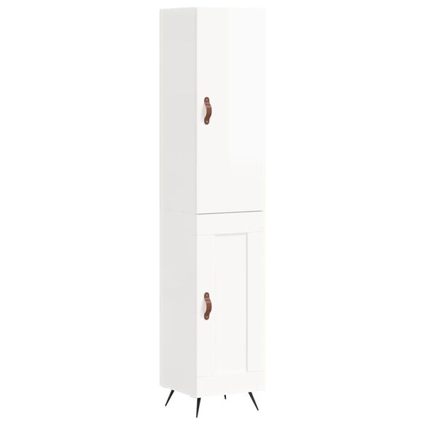 vidaXL Highboard High Gloss White 34.5x34x180 cm Engineered Wood