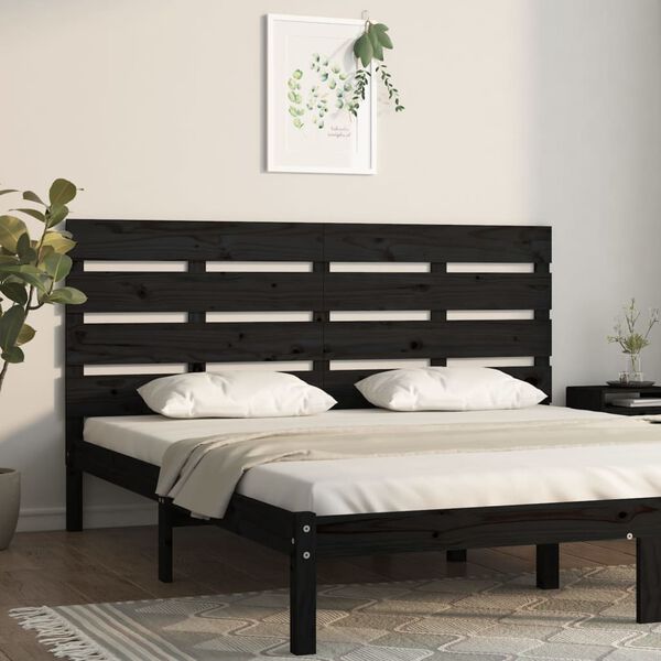 vidaXL Headboard Black 180x3x80 cm Solid Wood Pine