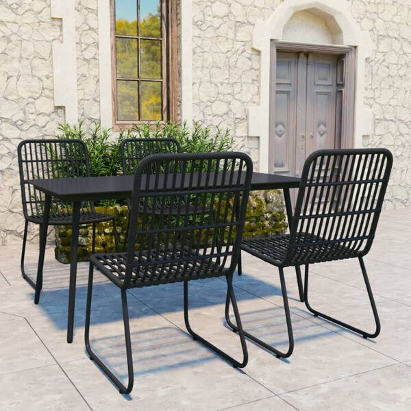 vidaXL 5 Piece Outdoor Dining Set Poly Rattan and Glass