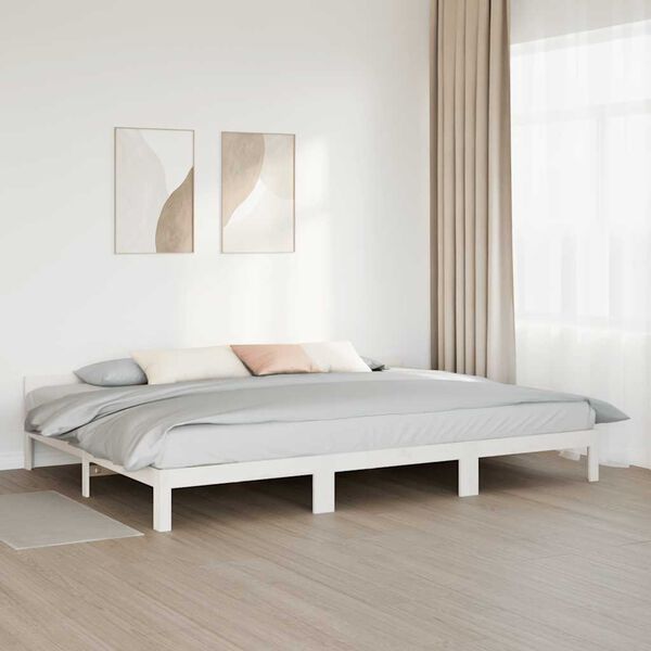 vidaXL Family Bed Frame No Mattress White 240x200 cm Solid Wood Pine