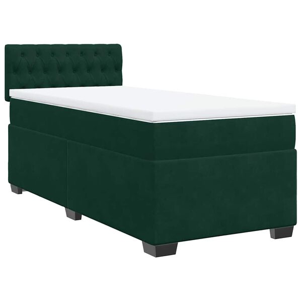 vidaXL Box Spring Bed with Mattress Dark Green 90x190 cm Velvet