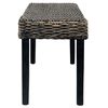 vidaXL Bench 110 cm Black Natural Kubu Rattan and Solid Mahogany Wood