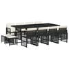 vidaXL 13 Piece Garden Dining Set with Cushions Black Poly Rattan