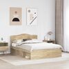vidaXL Bed Frame with Headboard Sonoma 140 x 190 cm Solid Pine Wood