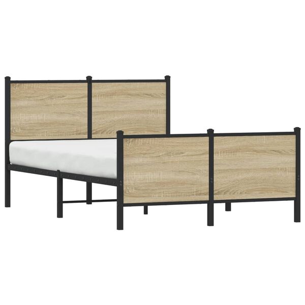 vidaXL Metal Bed Frame without Mattress Sonoma Oak 120x190 cm Small Double
