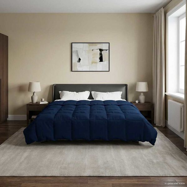 vidaXL Winter Duvet Quilted Dark Blue 220 x 240 cm Microfiber