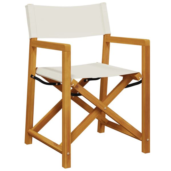vidaXL Folding Director Chairs 2 pcs Cream White Fabric