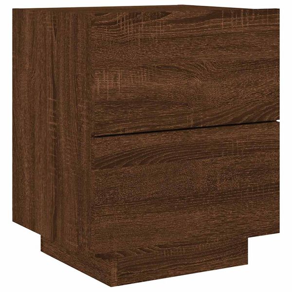 vidaXL Bedside Cabinet with LED Lights Brown Oak Engineered Wood