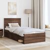 vidaXL Bed Frame with Headboard Brown Oak 90 x 200 cm Solid Pine Wood