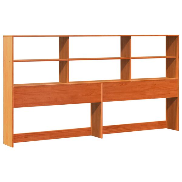 vidaXL Bookcase Bed Frame Wax Brown 200 x 200 cm Solid Pine Wood
