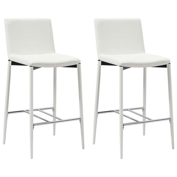 vidaXL Bar Stools 2 pcs White Faux Leather