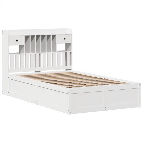 vidaXL Bed Frame without Mattress White 135x190 cm Double Solid Wood Pine