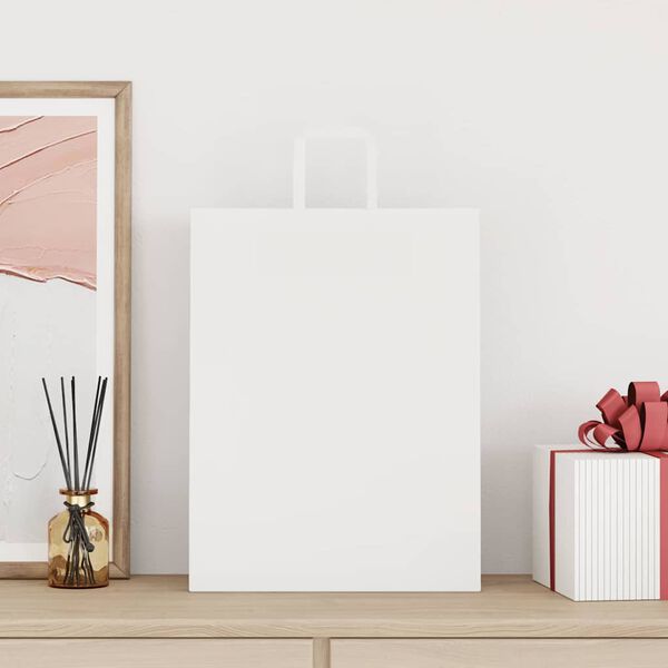 vidaXL Paper Bags 250 pcs with Handles White 32x12x42 cm