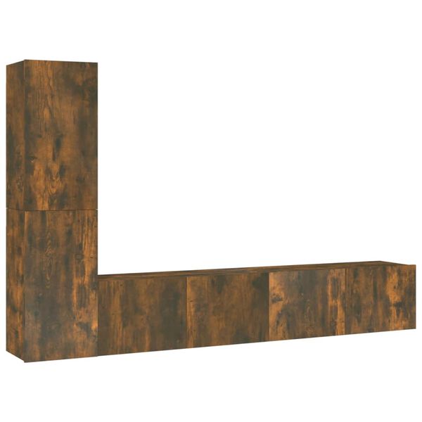 vidaXL 4 Piece TV Cabinet Set Smoked Oak Engineered Wood