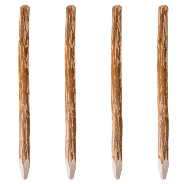 vidaXL Pointed Fence Posts 4 pcs Hazel Wood 150 cm