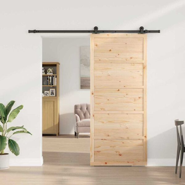 vidaXL Sliding Door Natural 100 x 208 cm Solid Pine Wood
