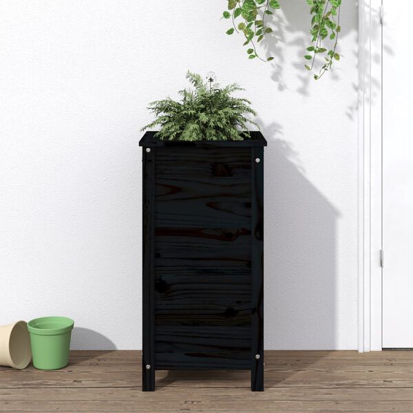 vidaXL Garden Planter Black 40x40x78 cm Solid Wood Pine