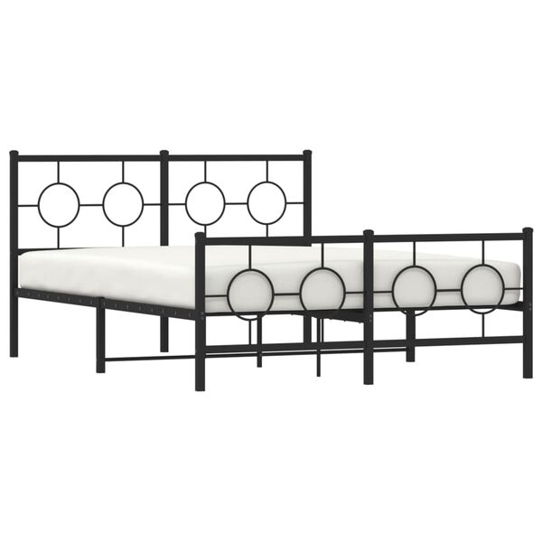 vidaXL Metal Bed Frame without Mattress with Footboard Black 135x190cm