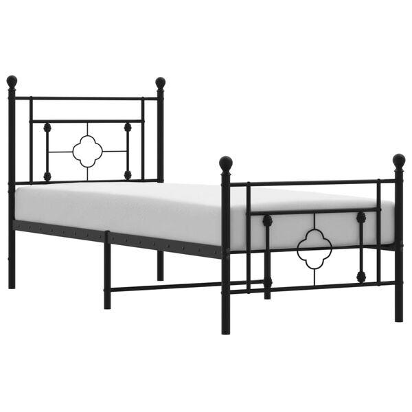 vidaXL Metal Bed Frame without Mattress with Footboard Black 75x190cm