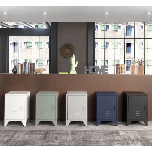 Vipack Nightstand Bronxx with Door Metal Matte Blue