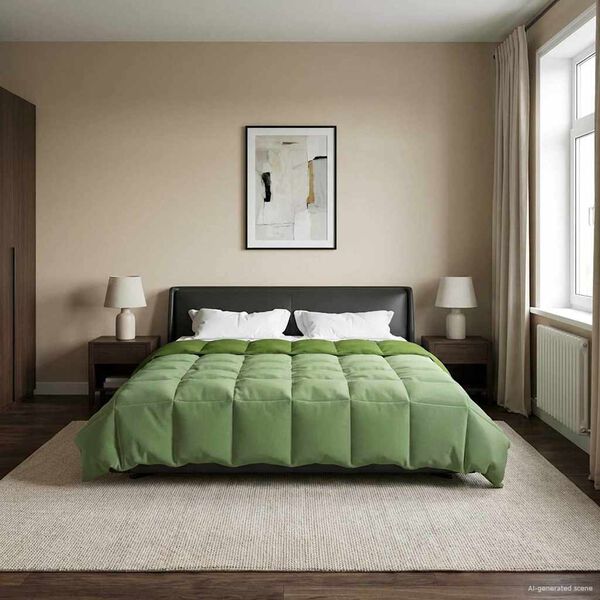 vidaXL Summer Duvet Quilted Green 200 x 200 cm Microfiber