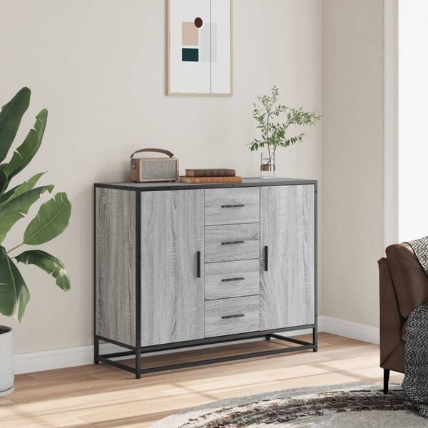 vidaXL Sideboard Grey Sonoma 92x35x76 cm Engineered Wood