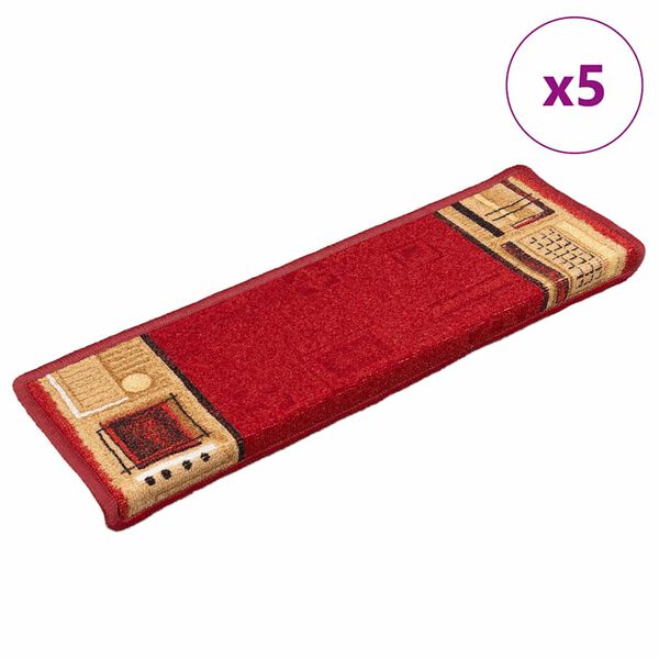 vidaXL Stair Mats Self-adhesive 5 pcs 65x21x4 cm Red